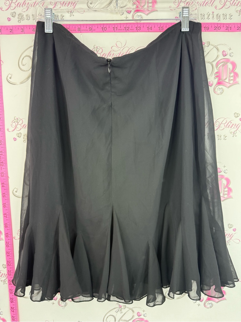 JS Collections skirt ruffle hem fairy Black Circle Skirt with Flounced Hem - Picture 2 of 9